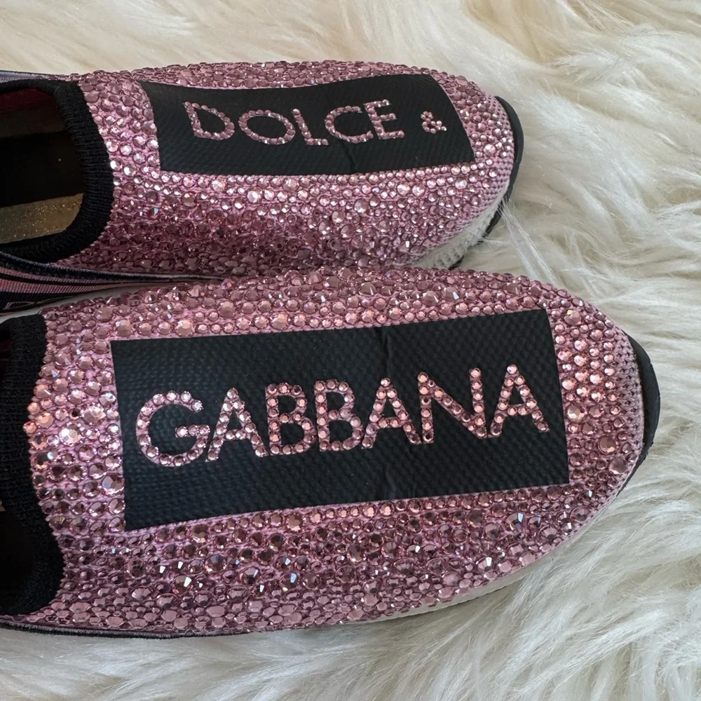 Dolce & Gabbana Kids Pink rhinestone sneakers